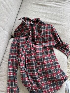 Madewell Plaid Button-Up Shirt in Red and Black